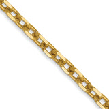 14K Yellow Gold 3 mm Polished Chain Necklace, Solid detail view