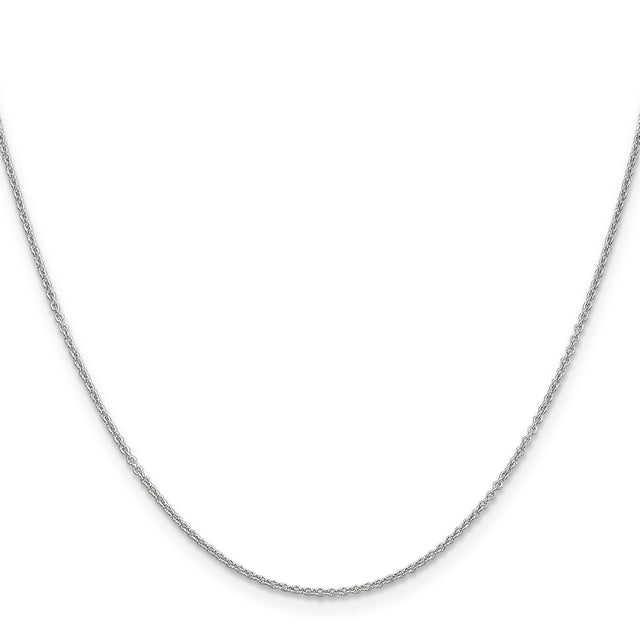 14K White Gold 1.2 mm Polished Chain Necklace, Solid