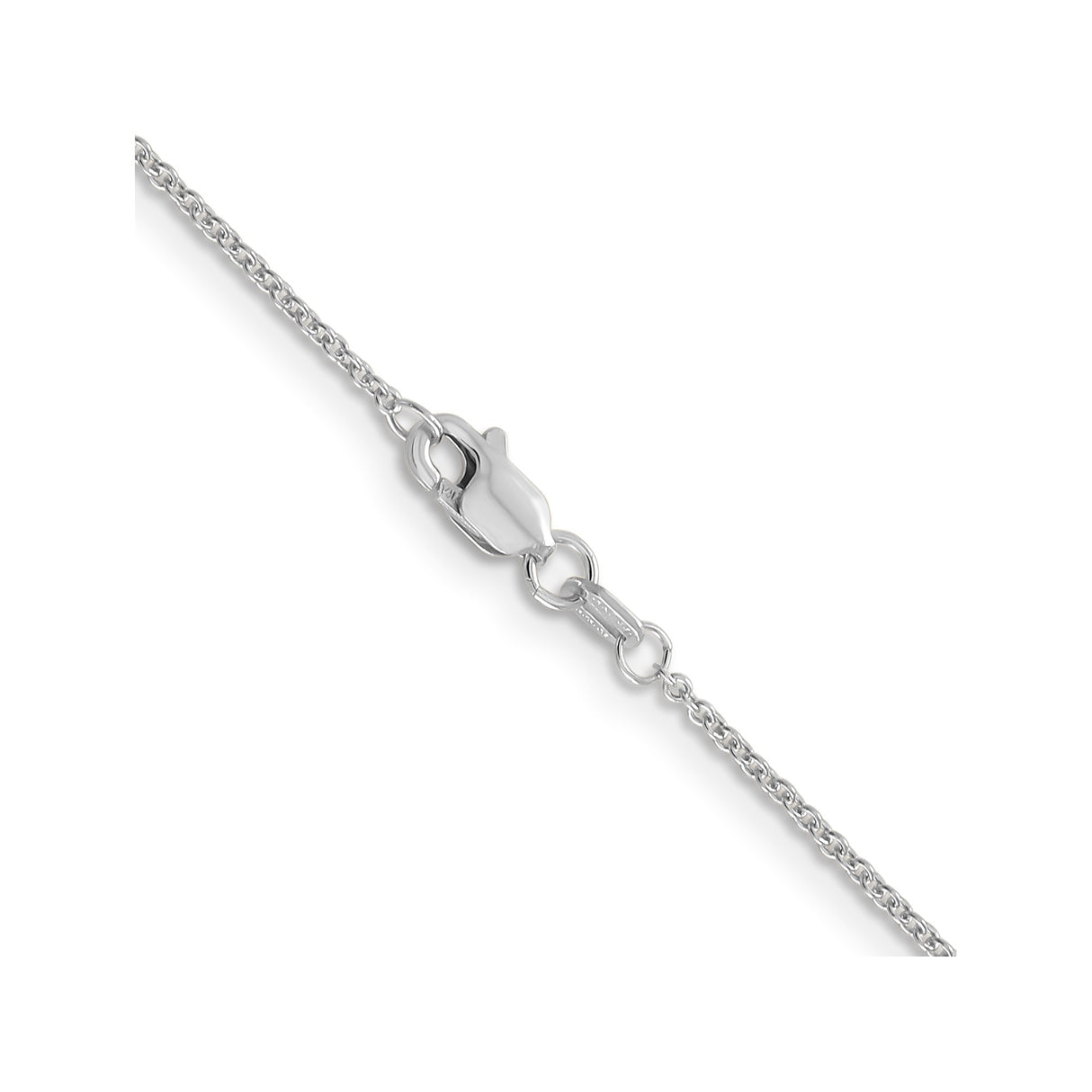 14K White Gold 1.2 mm Polished Chain Necklace, Solid alternate angle