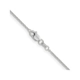 14K White Gold 1.2 mm Polished Chain Necklace, Solid alternate angle