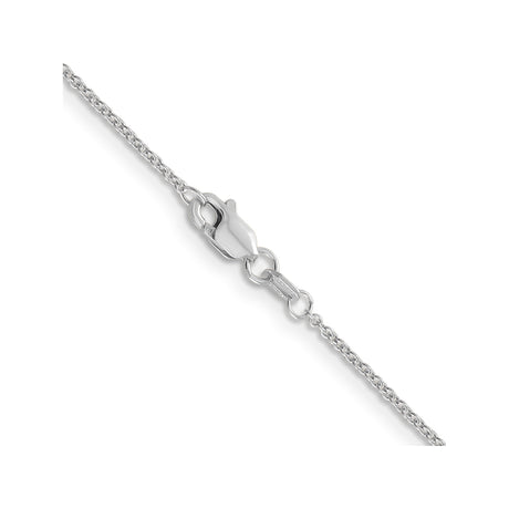 14K White Gold 1.2 mm Polished Chain Necklace, Solid alternate angle