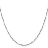 14K White Gold 1.4 mm Polished Chain Necklace, Solid