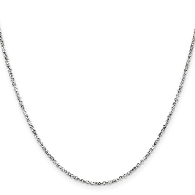 14K White Gold 1.4 mm Polished Chain Necklace, Solid