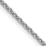 14K White Gold 1.6 mm Polished Chain Necklace, Solid detail view