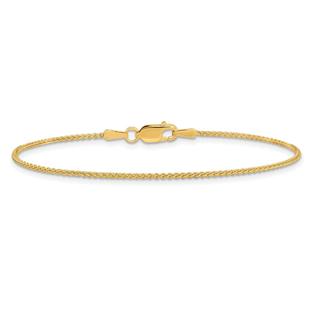 14K Yellow Gold 1.25 mm Polished Chain Anklet, Solid