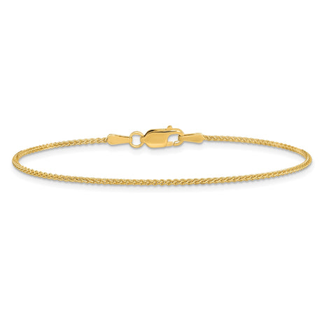 14K Yellow Gold 1.25 mm Polished Chain Bracelet, Solid