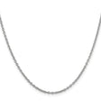 14K White Gold 2 mm Polished Chain Necklace, Solid