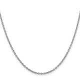 14K White Gold 2 mm Polished Chain Necklace, Solid