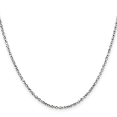 14K White Gold 2 mm Polished Chain Necklace, Solid