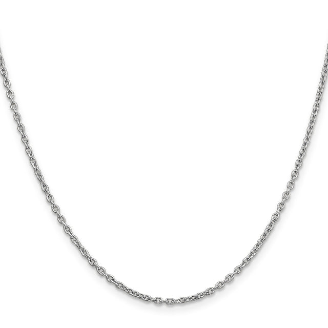 14K White Gold 2 mm Polished Chain Necklace, Solid