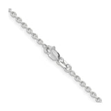 14K White Gold 2 mm Polished Chain Necklace, Solid alternate angle