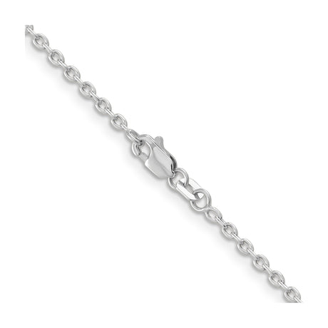 14K White Gold 2 mm Polished Chain Necklace, Solid alternate angle