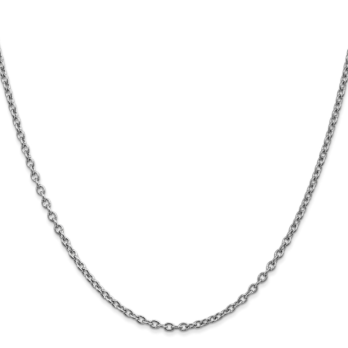 14K White Gold 2.4 mm Polished Chain Necklace, Solid