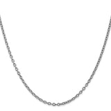 14K White Gold 2.4 mm Polished Chain Necklace, Solid