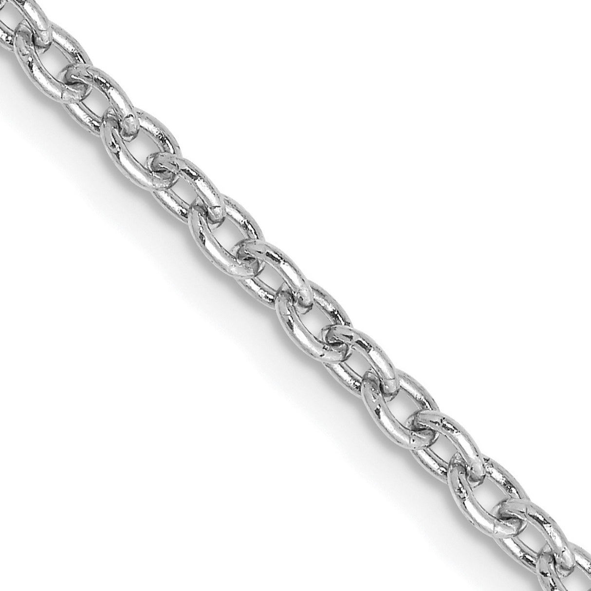 14K White Gold 2.4 mm Polished Chain Necklace, Solid detail view