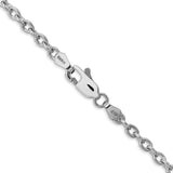 14K White Gold 3.2 mm Polished Chain Necklace, Solid alternate angle
