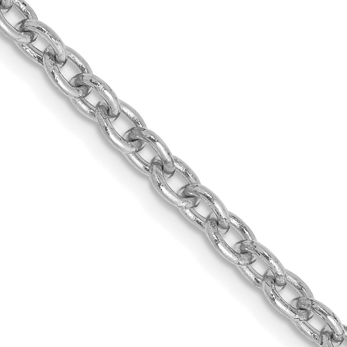 14K White Gold 3.2 mm Polished Chain Necklace, Solid detail view