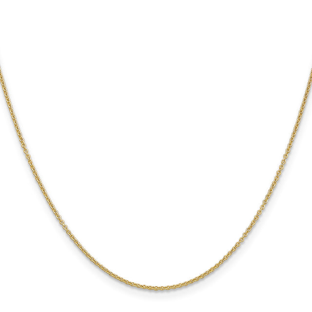 14K Yellow Gold 1.2 mm Polished Chain Necklace, Solid