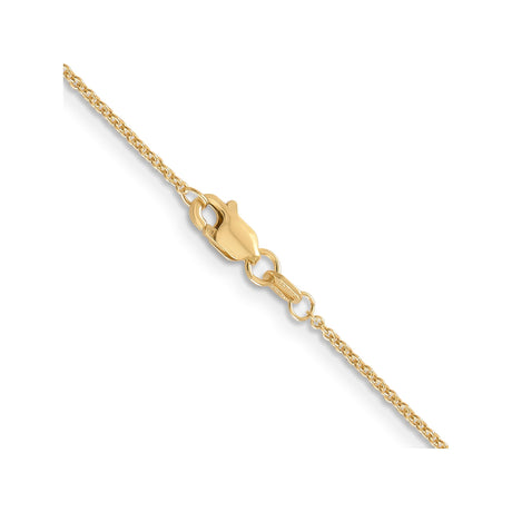 14K Yellow Gold 1.2 mm Polished Chain Necklace, Solid alternate angle