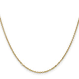 14K Yellow Gold 1.4 mm Polished Chain Necklace, Solid