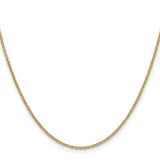 14K Yellow Gold 1.6 mm Polished Chain Necklace, Solid
