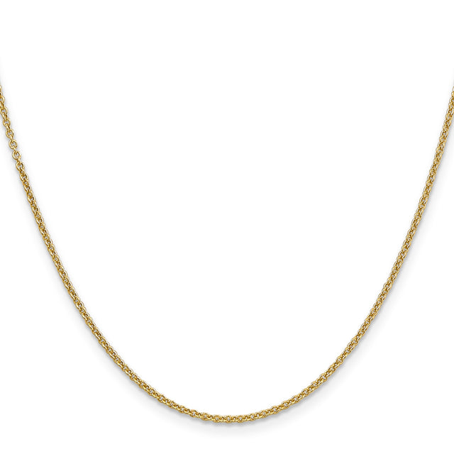 14K Yellow Gold 1.6 mm Polished Chain Necklace, Solid