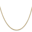 14K Yellow Gold 2 mm Polished Chain Necklace, Solid