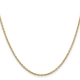 14K Yellow Gold 2 mm Polished Chain Necklace, Solid