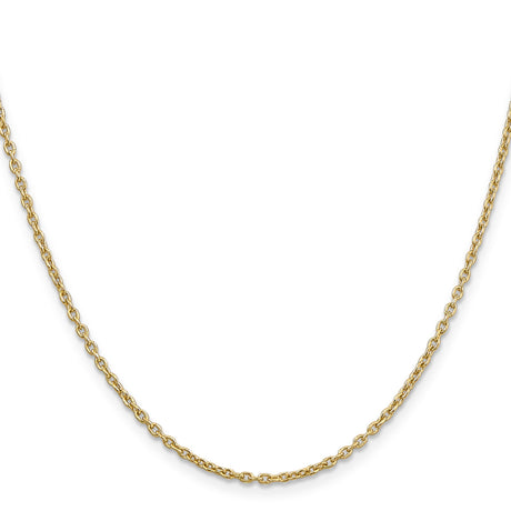 14K Yellow Gold 2 mm Polished Chain Necklace, Solid