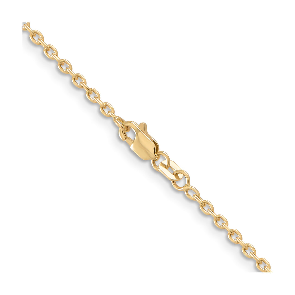 14K Yellow Gold 2 mm Polished Chain Necklace, Solid alternate angle