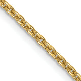 14K Yellow Gold 2 mm Polished Chain Necklace, Solid detail view