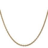 14K Yellow Gold 2.4 mm Polished Chain Necklace, Solid