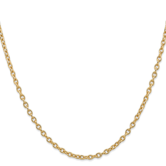 14K Yellow Gold 3.2 mm Polished Chain Necklace, Solid