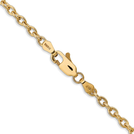 14K Yellow Gold 3.2 mm Polished Chain Necklace, Solid alternate angle