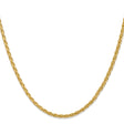 14K Yellow Gold 3 mm Polished Chain Necklace, Solid