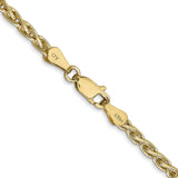 14K Yellow Gold 3 mm Polished Chain Necklace, Solid alternate angle