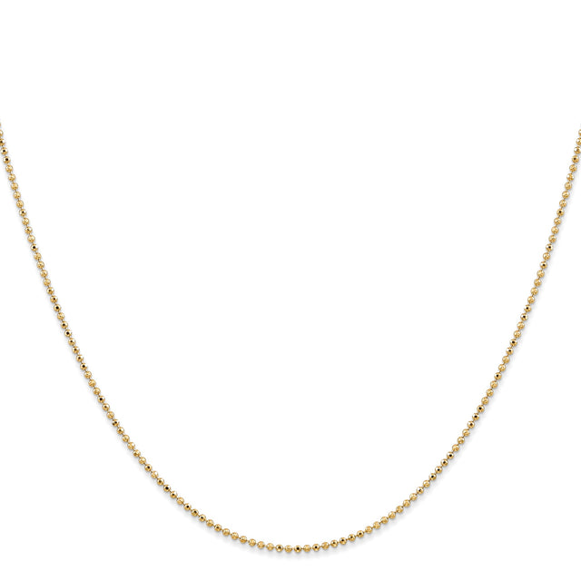 14K Yellow Gold 1.2 mm Polished Chain Necklace, Solid