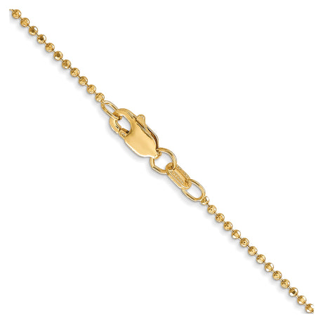 14K Yellow Gold 1.2 mm Polished Chain Necklace, Solid alternate angle