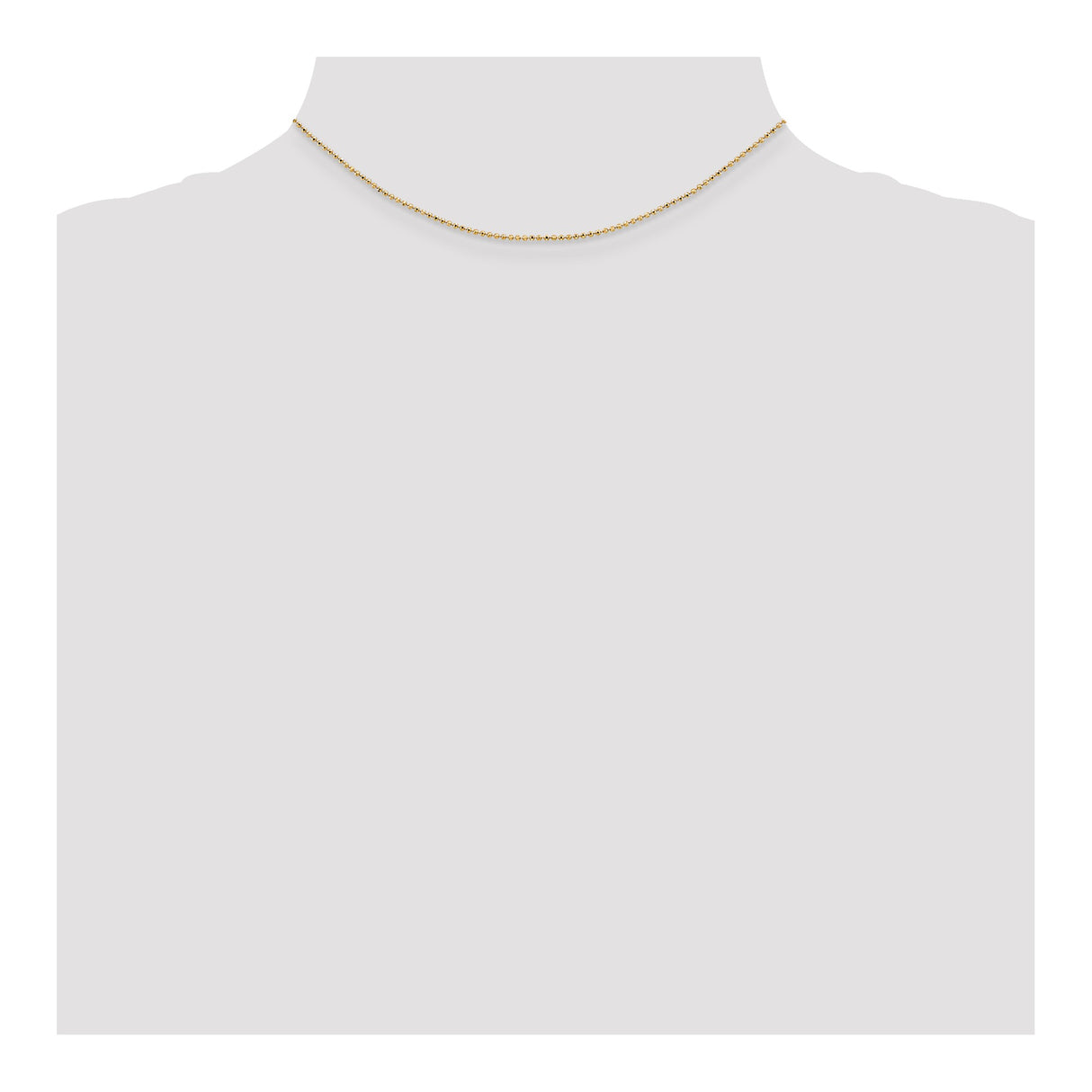 14K Yellow Gold 1.2 mm Polished Chain Necklace, Solid detail view