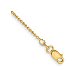 14K Yellow Gold 1.2 mm Polished Chain Anklet, Solid