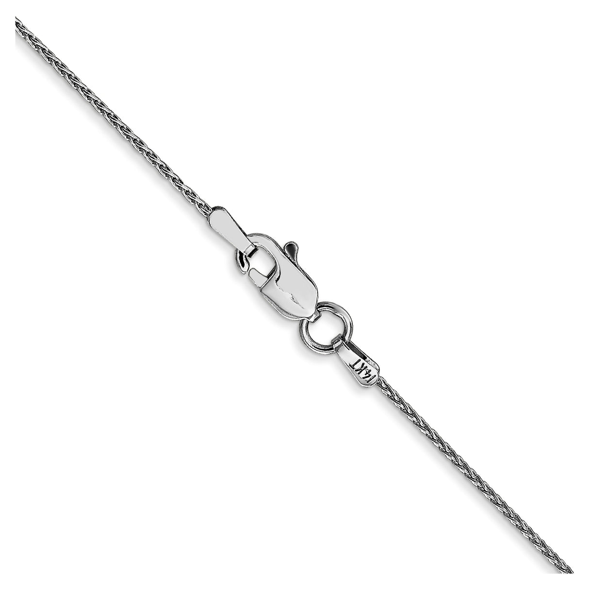14K White Gold 1 mm Polished Chain Necklace, Solid alternate angle