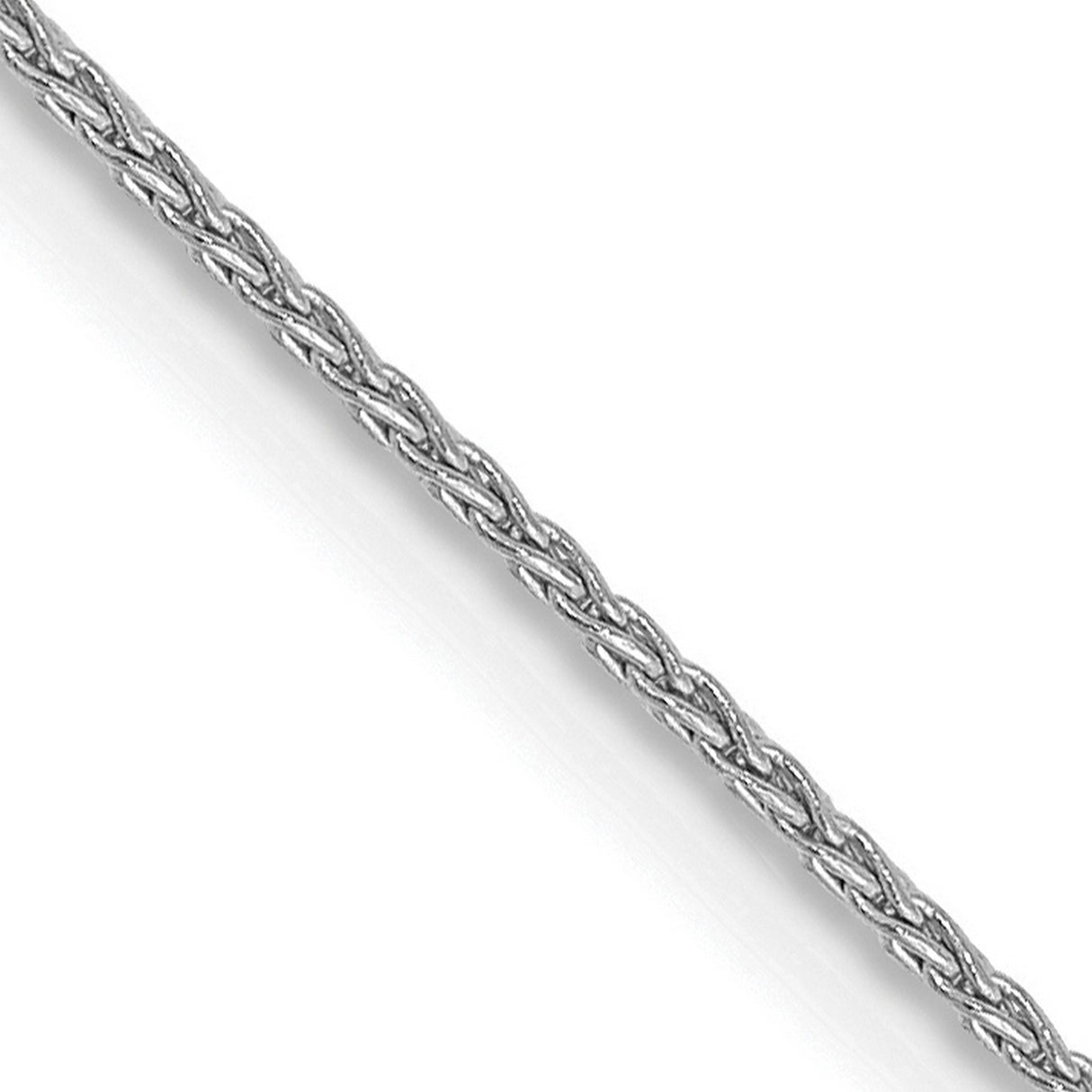 14K White Gold 1 mm Polished Chain Necklace, Solid detail view