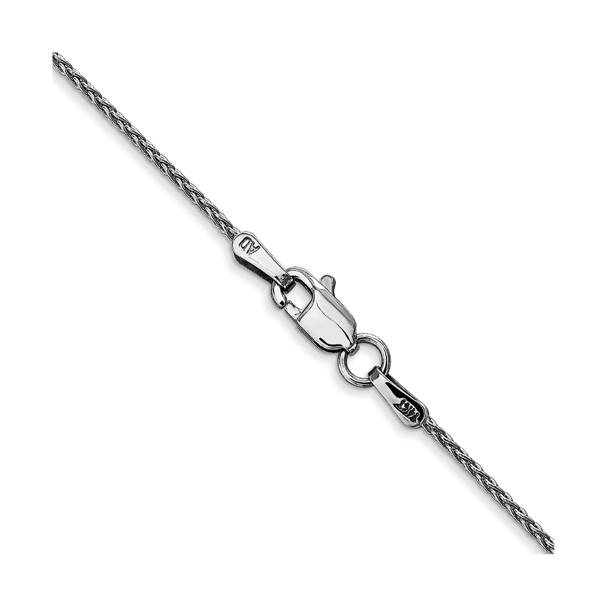 14K White Gold 1.2 mm Polished Chain Necklace, Solid alternate angle