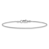 14K White Gold 1.2 mm Polished Chain Anklet, Solid
