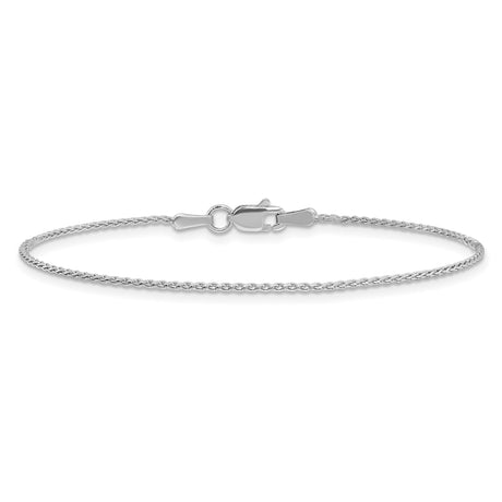 14K White Gold 1.2 mm Polished Chain Bracelet, Solid