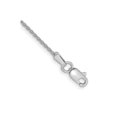 14K White Gold 1.2 mm Polished Chain Anklet, Solid detail view