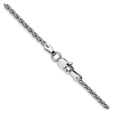 14K White Gold 1.75 mm Polished Chain Necklace, Solid alternate angle