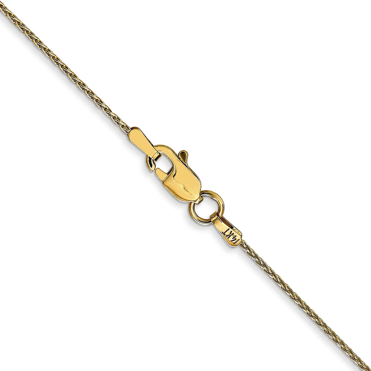 14K Yellow Gold 1 mm Polished Chain Necklace, Solid alternate angle