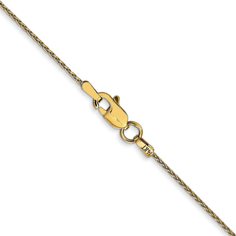 14K Yellow Gold 1 mm Polished Chain Necklace, Solid alternate angle