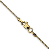 14K Yellow Gold 1.2 mm Polished Chain Necklace, Solid alternate angle
